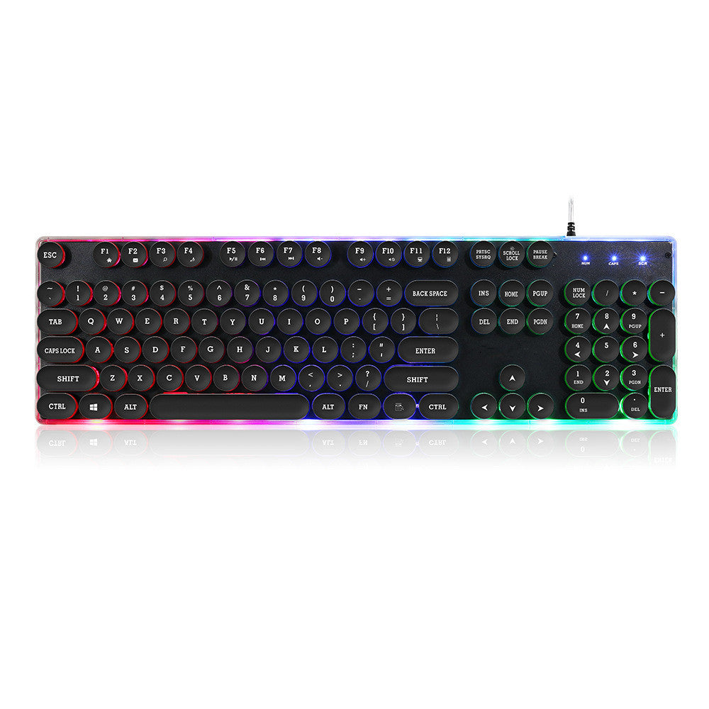 Gaming keyboard with RGB backlighting on a white background