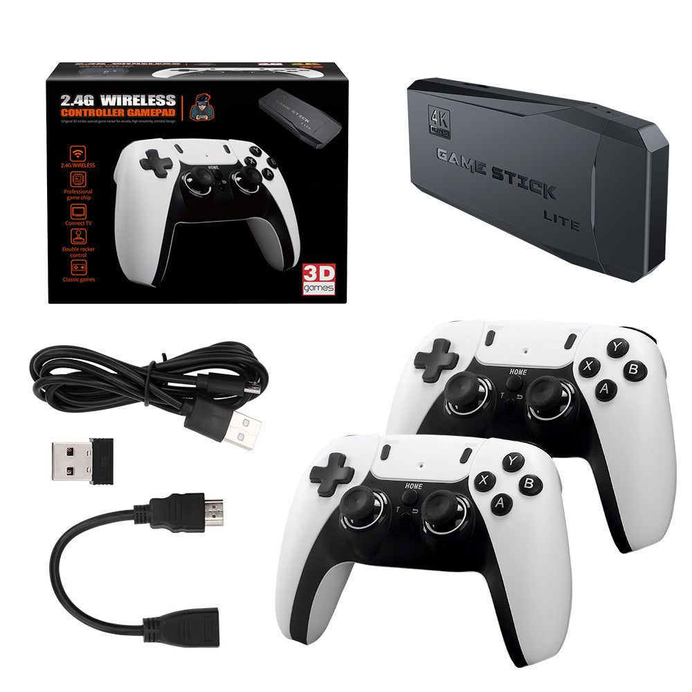 Gaming controllers, Game Stick Lite, and accessories on a white background