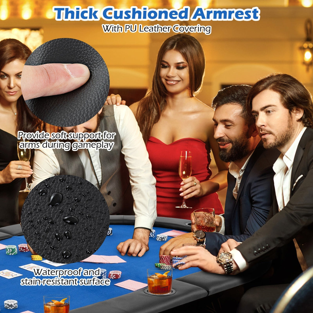 Portable 84 x 42 Inch 10-Player Foldable Padded Poker Table Top