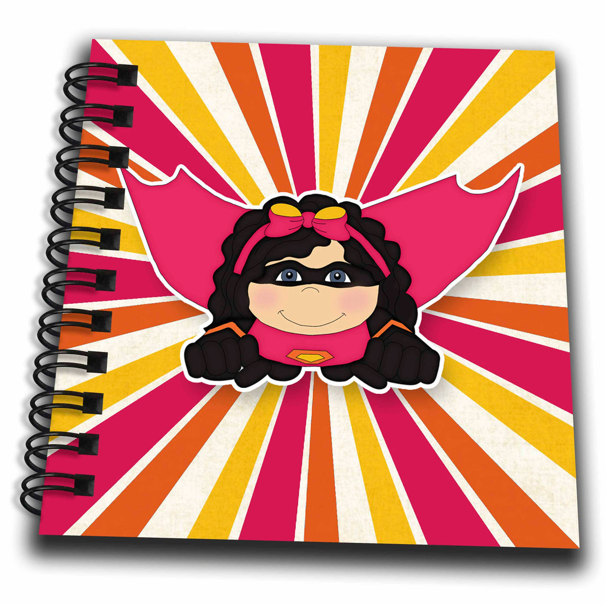 3dRose Doreen Erhardt Kids Collection - Superhero Girl in Bold Comic Style of Pink Orange and Yellow - Drawing Book