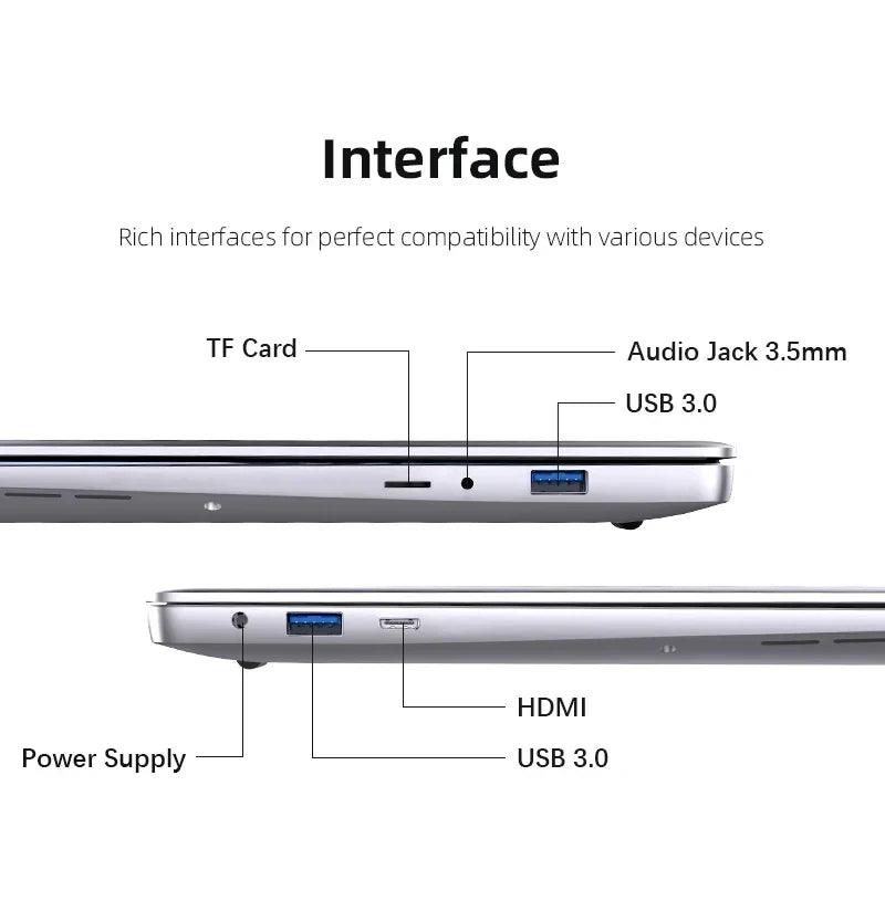 14.1-inch (35.8 cm) Ultra Slim Windows 11 Pro Laptop — 12GB RAM, Up to 1TB SSD, 1080p FHD IPS, Intel Atom Processor, Lightweight Notebook for Office & Study