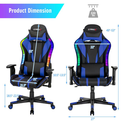 Gaming Chair Adjustable Swivel Computer Chair with Dynamic LED Lights