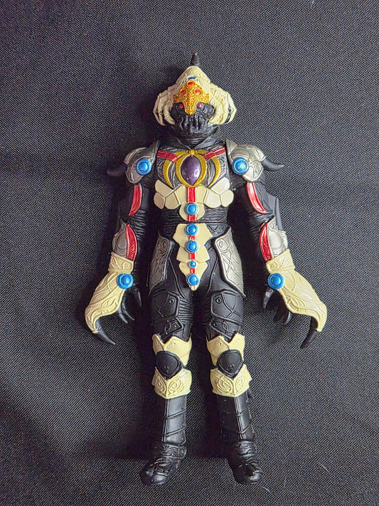 Toy figure with intricate design on a dark background. 2011 Bandai Scorpion Zodiarts Sofubi Figure – Kamen Rider Fourze – 7" Tokusatsu Kaiju