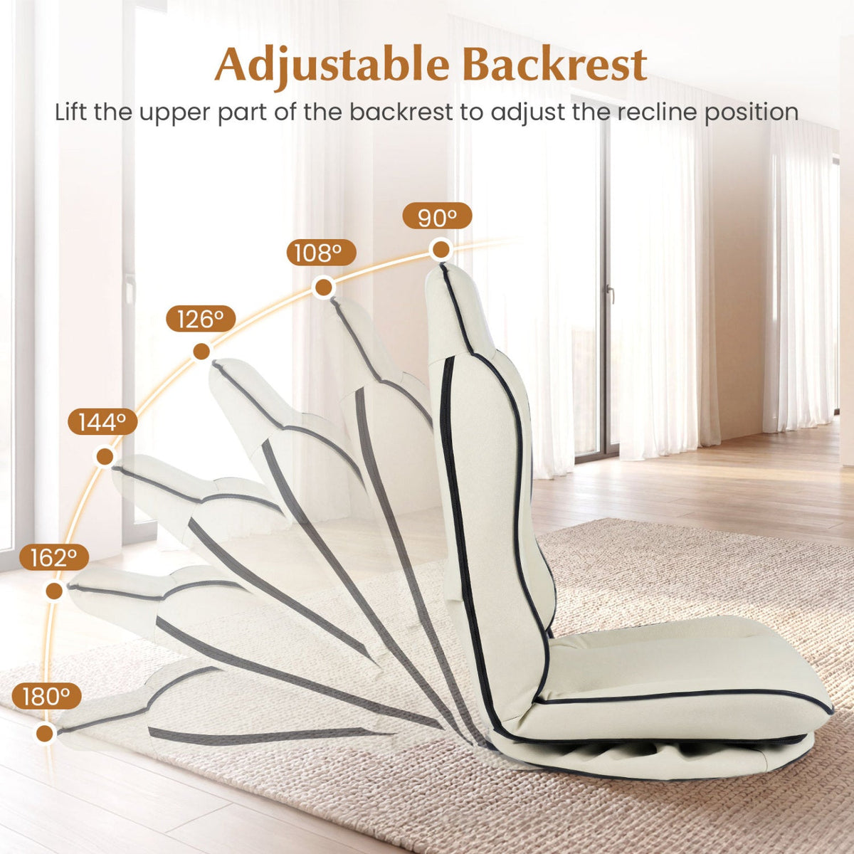 360° Swivel Floor Gaming Chair with Adjustable Backrest
