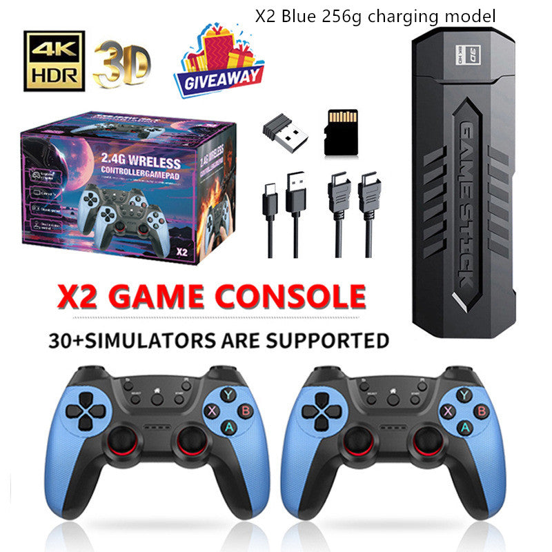 X2 Game Console with controllers, packaging, and accessories on a white background