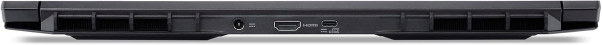 Back view of a laptop with ports and connectors