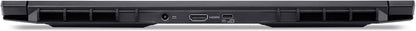 Back view of a laptop with ports and connectors