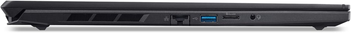Side view of a laptop with ports and connectors