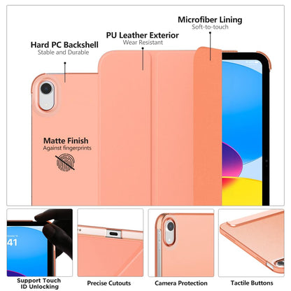 MoKo for iPad (A16) 11th Generation Case 11 Inch 2025, iPad 10th Generation Case 10.9 Inch 2022, Slim Stand Hard PC Translucent Back Shell Smart Cover, Support Touch ID, Auto Wake/Sleep, Navy Blue