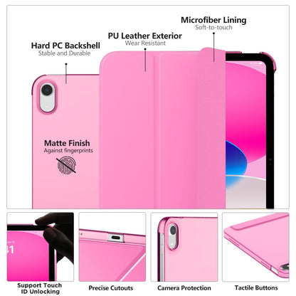 MoKo for iPad (A16) 11th Generation Case 11 Inch 2025, iPad 10th Generation Case 10.9 Inch 2022, Slim Stand Hard PC Translucent Back Shell Smart Cover, Support Touch ID, Auto Wake/Sleep, Navy Blue