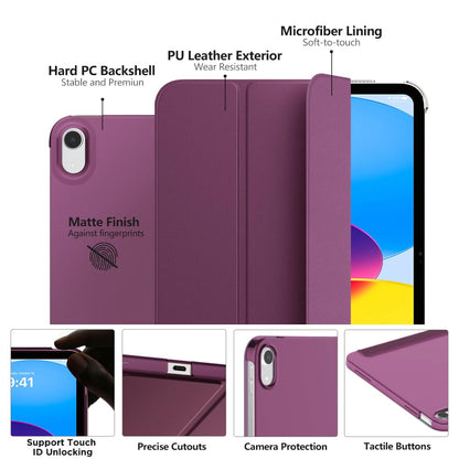 MoKo for iPad (A16) 11th Generation Case 11 Inch 2025, iPad 10th Generation Case 10.9 Inch 2022, Slim Stand Hard PC Translucent Back Shell Smart Cover, Support Touch ID, Auto Wake/Sleep, Navy Blue