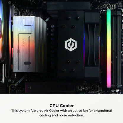 CPU cooler with active fan on a computer motherboard