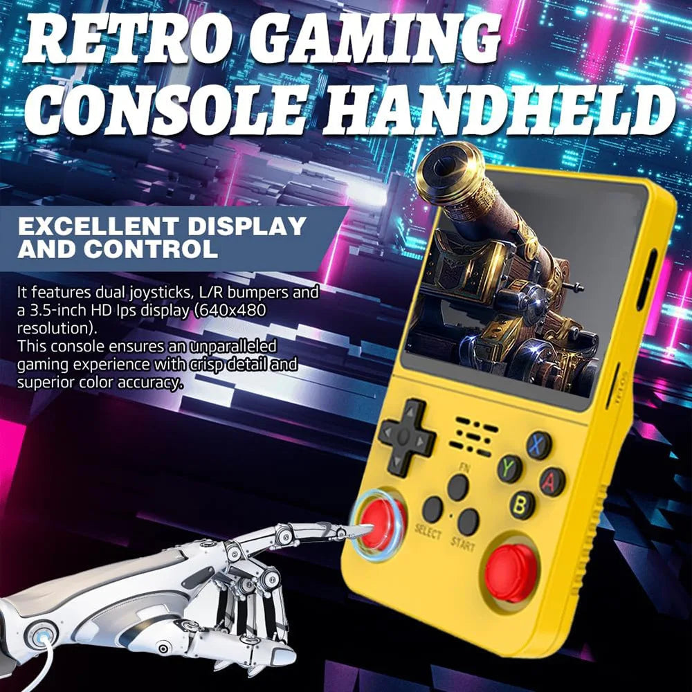 Retro Handheld Game Console 3.5-Inch (8.9 cm) IPS Screen Linux Portable Player, 15,000+ Games, Dual 3D Joysticks, USB-C