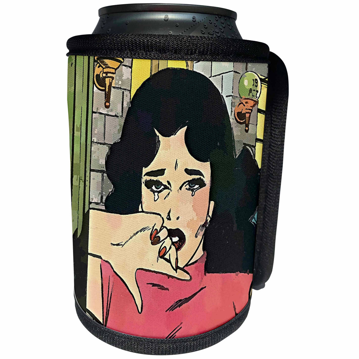 3dRose TNMGraphics Comic Book Romance - Comic Book Woman with a Broken Heart - Can Cooler Bottle Wrap (cc_280621)