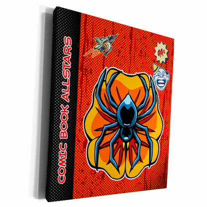 3dRose Spooky Black Spider and Retro Rocket Ship Comic Book... - Museum Grade Canvas Wrap (cw_219148)
