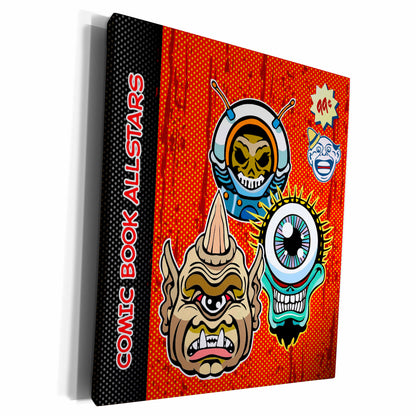 3dRose Retro Aliens and Monsters Comic Book Cover Design - Museum Grade Canvas Wrap (cw_219149)