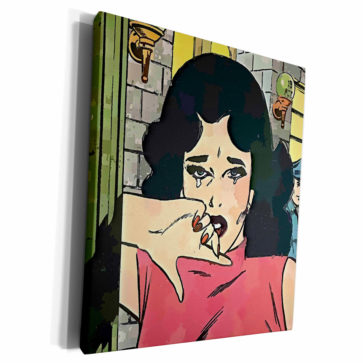3dRose Comic Book Woman with a Broken Heart - Museum Grade Canvas Wrap (cw_280621)