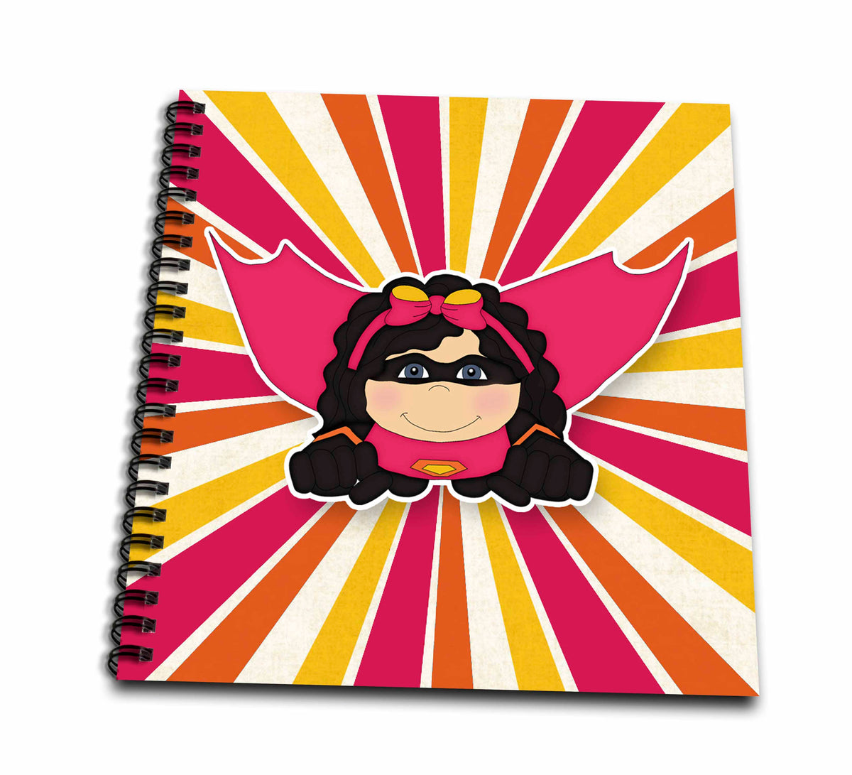 3dRose Doreen Erhardt Kids Collection - Superhero Girl in Bold Comic Style of Pink Orange and Yellow - Drawing Book
