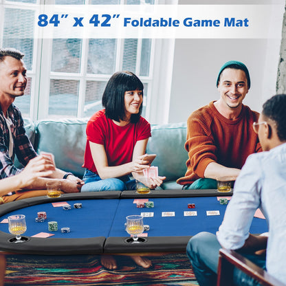 Portable 84 x 42 Inch 10-Player Foldable Padded Poker Table Top