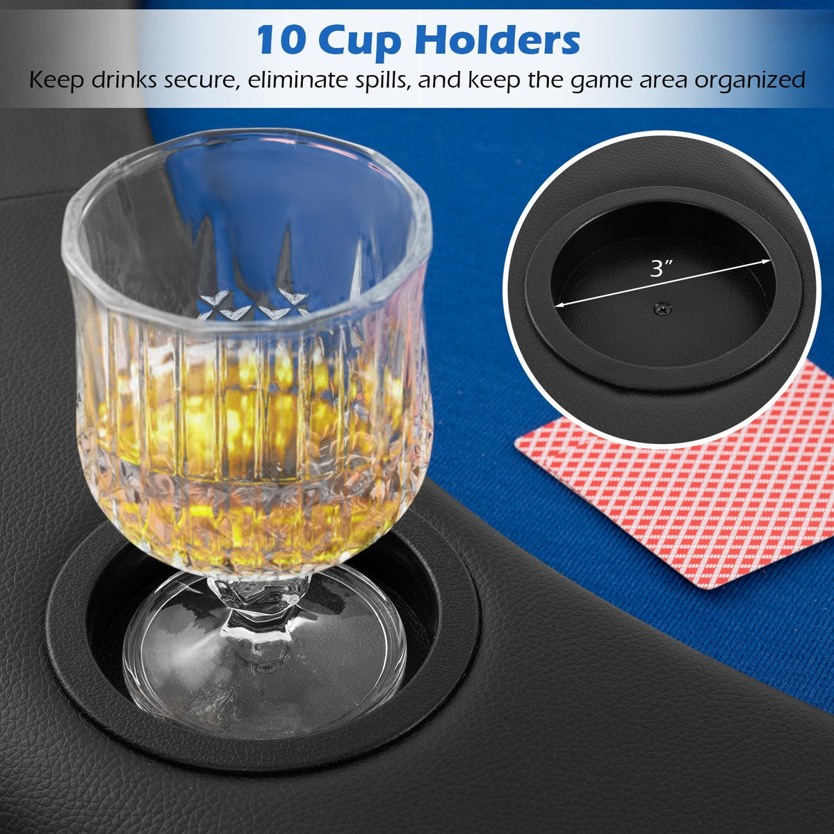 Portable 84 x 42 Inch 10-Player Foldable Padded Poker Table Top