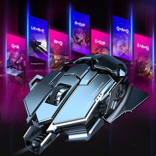 Gaming mouse with illuminated background featuring character portraits Gaming Ergonomic Wired Mouse 6400DPI Comfortable Game Mouse Optical PC USB Mice