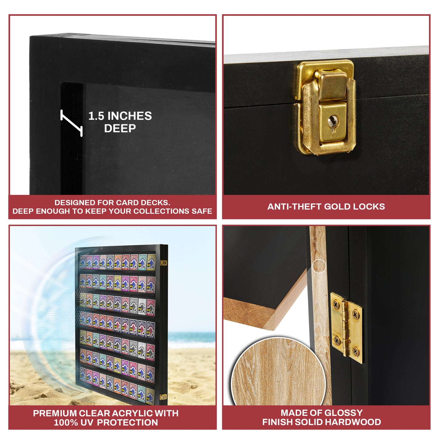 Playing Card Deck Display Case - Holds 70 Decks