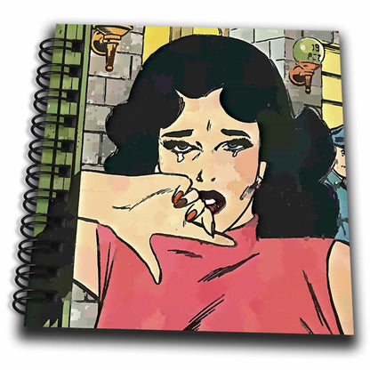 3dRose TNMGraphics Comic Book Romance - Comic Book Woman with a Broken Heart - Drawing Book