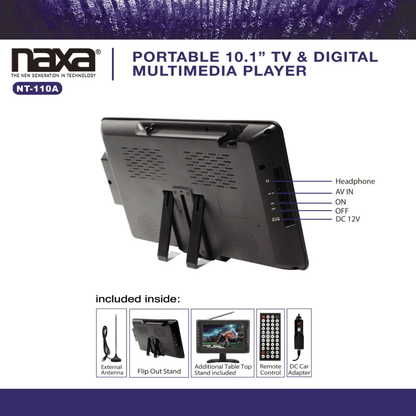 Naxa 10" Portable 12V TV & Digital Multimedia Player - Refurbished