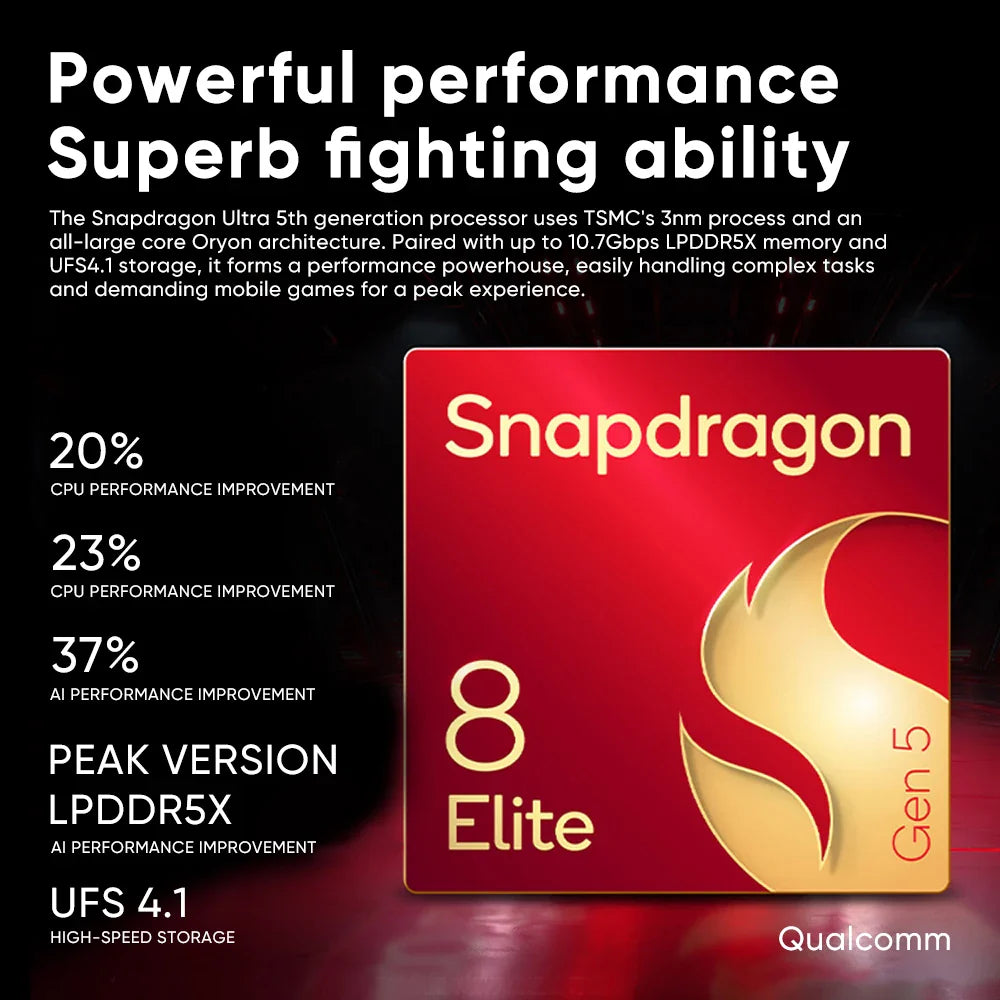 Flagship 5G Smartphone - Snapdragon 8 Elite Gen 5, 6.85-inch (17.4 cm) OLED 144Hz, 7200mAh, 80W Fast Charge, 50MP Triple Camera, 12/16GB RAM, up to 1TB