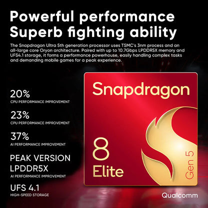 Flagship 5G Smartphone - Snapdragon 8 Elite Gen 5, 6.85-inch (17.4 cm) OLED 144Hz, 7200mAh, 80W Fast Charge, 50MP Triple Camera, 12/16GB RAM, up to 1TB