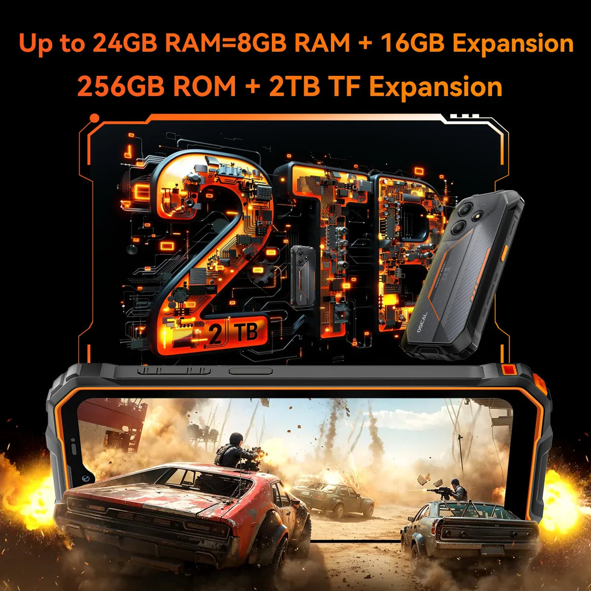 Rugged Smartphone 8GB RAM 256GB Storage | 11000mAh Battery | 6.56-inch HD+ 90Hz Display | Unisoc Octa-Core | Android 15 | NFC