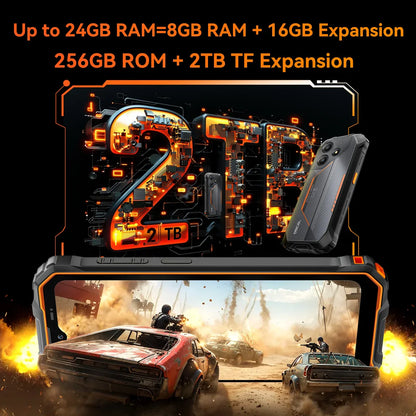 Rugged Smartphone 8GB RAM 256GB Storage | 11000mAh Battery | 6.56-inch HD+ 90Hz Display | Unisoc Octa-Core | Android 15 | NFC