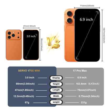 3.0-inch (7.6 cm) Mini Android Phone — 2GB RAM 16GB ROM, Dual SIM 3G, Wi‑Fi, GPS, Type-C