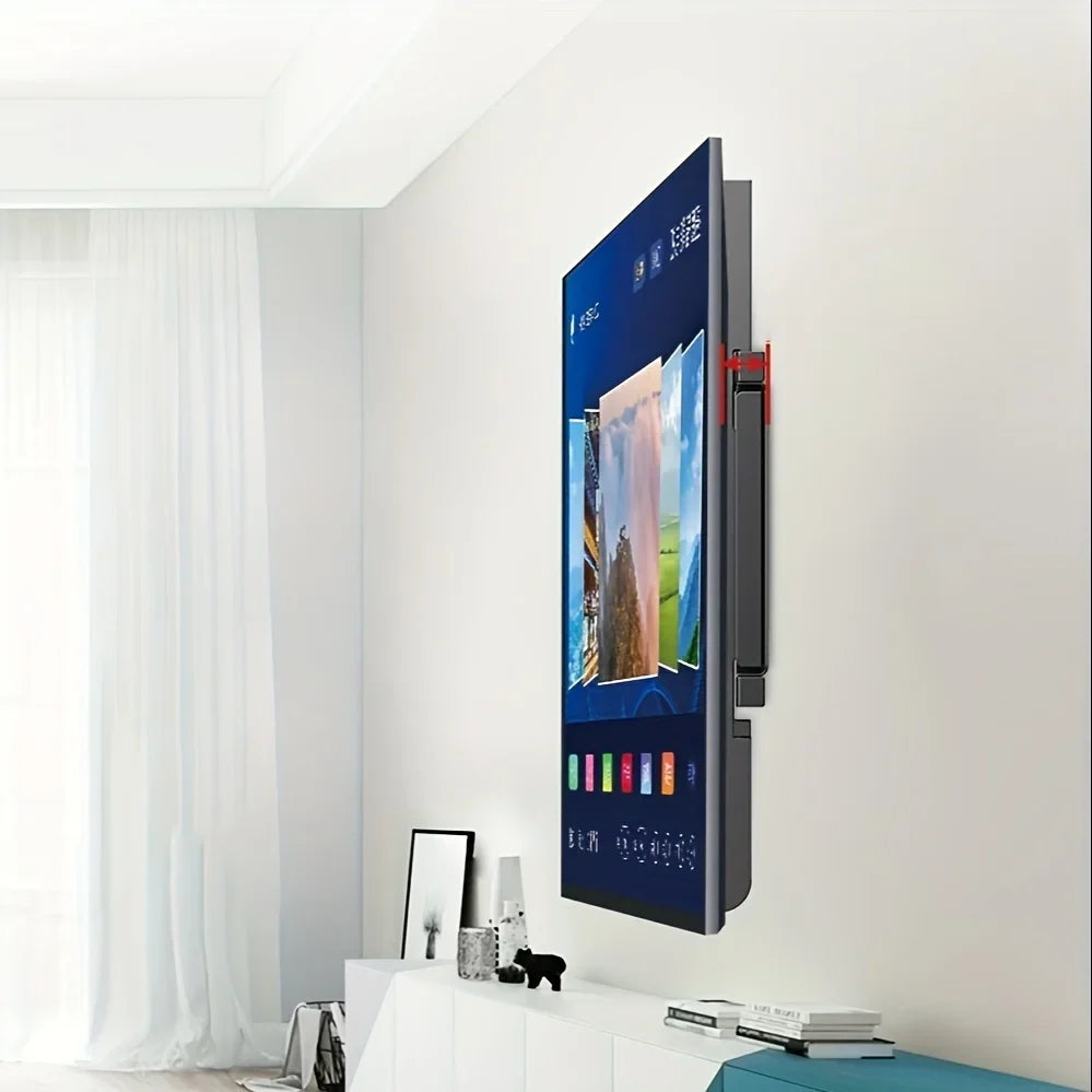 Wall-mounted smart mirror with digital display in a modern room.