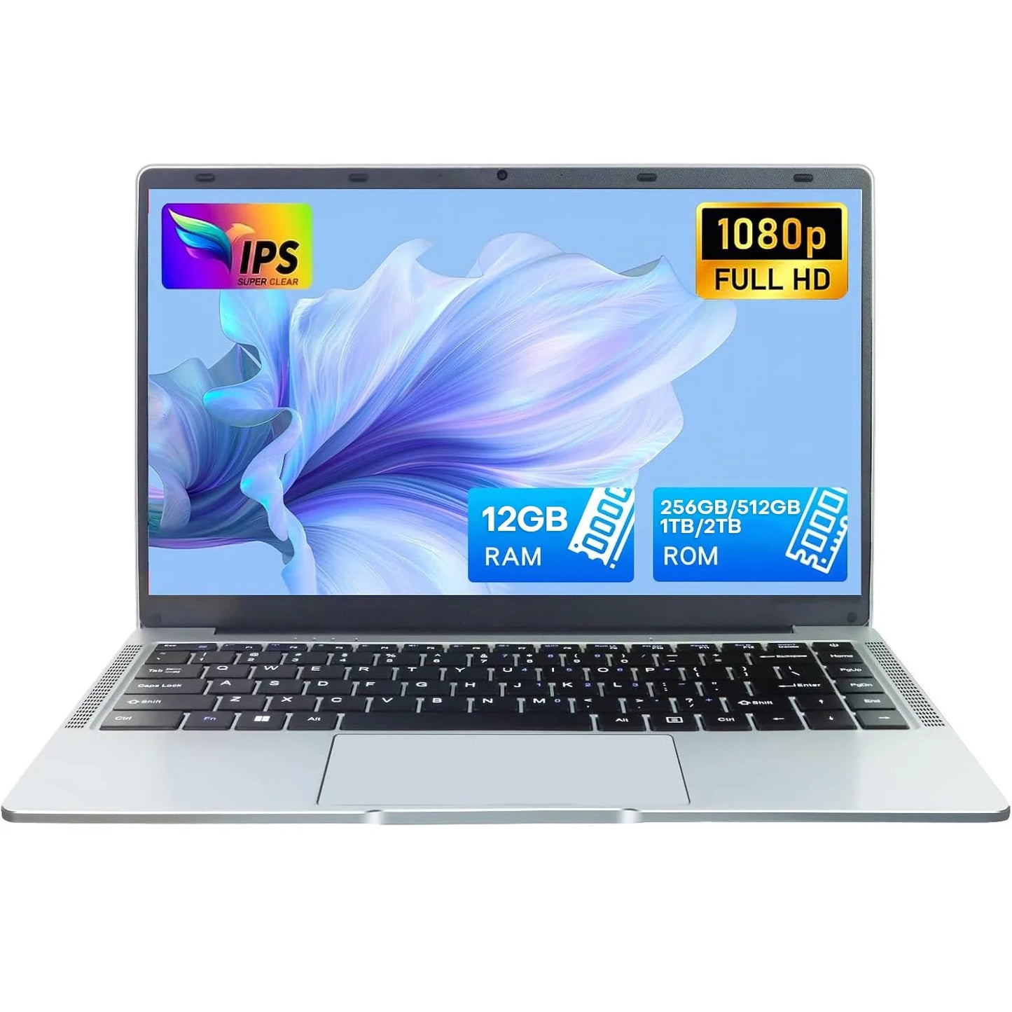 14.1-inch (35.8 cm) Ultra Slim Windows 11 Pro Laptop — 12GB RAM, Up to 1TB SSD, 1080p FHD IPS, Intel Atom Processor, Lightweight Notebook for Office & Study