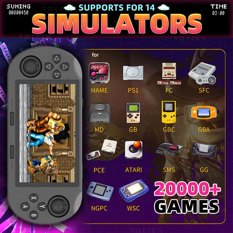 4.5-Inch Portable Retro Handheld Game Console — 854x480 Screen, Multi-Emulator PS1 Support, MP3 & Video, Two-Player Ready