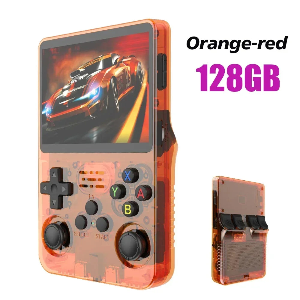 128GB Open-Source Retro Handheld Game Console - 3.5" (8.9 cm) IPS Screen, Linux Pocket Video Player, Orange