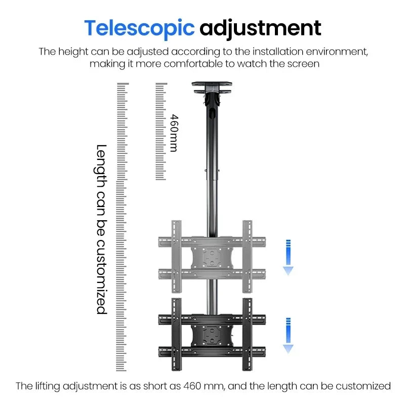 Ceiling TV Mount Full Motion TV Bracket for Most 32-75" Flat Curved TVs/Monitors Swivel Tilt Height Adjustable Hanging TV Mount
