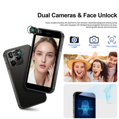Mini Android Smartphone 3.0-inch (7.6 cm) 2GB RAM 16GB ROM 3G WCDMA Dual SIM Face Unlock WiFi GPS Google Play