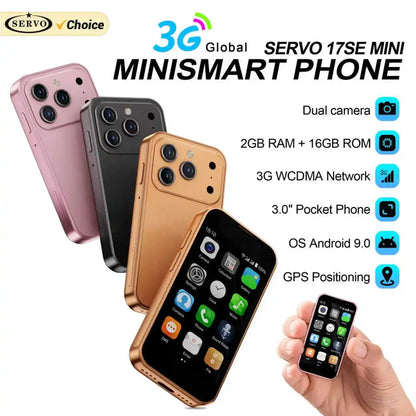 3.0-inch (7.6 cm) Mini Android Phone — 2GB RAM 16GB ROM, Dual SIM 3G, Wi‑Fi, GPS, Type-C
