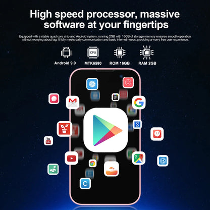 3.0-inch (7.6 cm) Mini Android Phone — 2GB RAM 16GB ROM, Dual SIM 3G, Wi‑Fi, GPS, Type-C