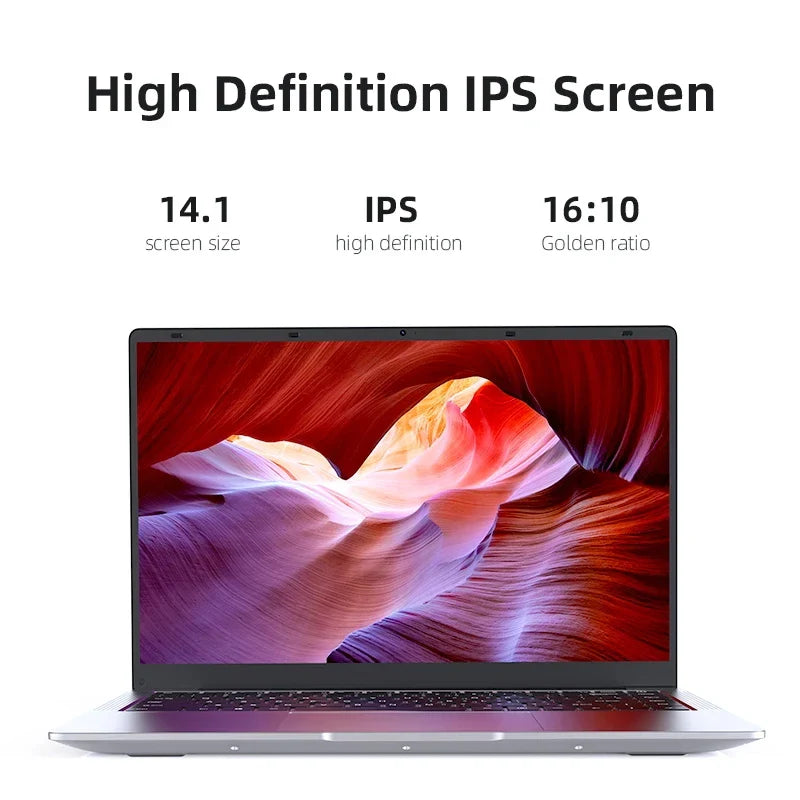 14.1-inch (35.8 cm) Ultra Slim Windows 11 Pro Laptop — 12GB RAM, Up to 1TB SSD, 1080p FHD IPS, Intel Atom Processor, Lightweight Notebook for Office & Study