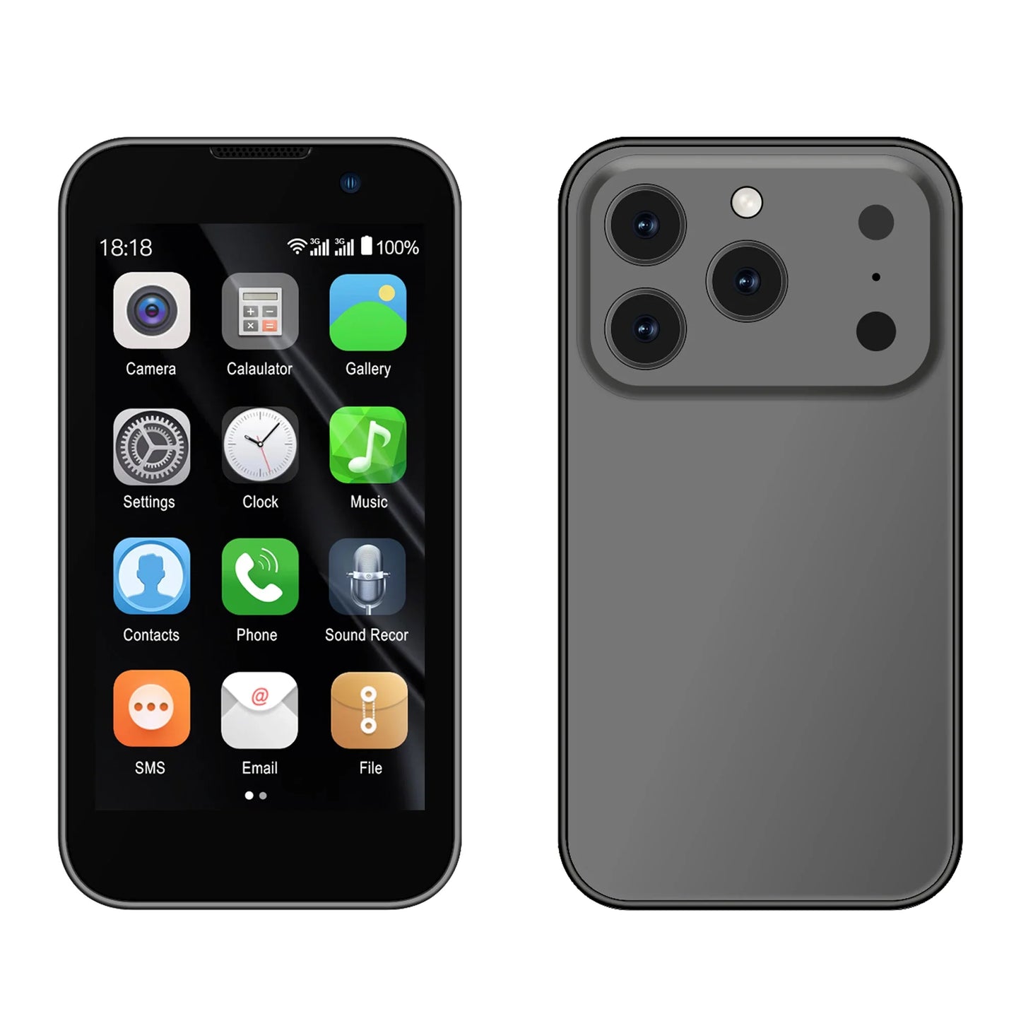 3.0-inch (7.6 cm) Mini Android Phone — 2GB RAM 16GB ROM, Dual SIM 3G, Wi‑Fi, GPS, Type-C