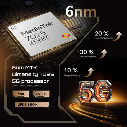 5G Smartphone Android 15 – Dimensity 7025 Octa-Core, 6.88-inch 120Hz IPS, 16GB (8+8) RAM & 256GB, 64MP Triple Camera, 5100mAh 33W Fast Charge