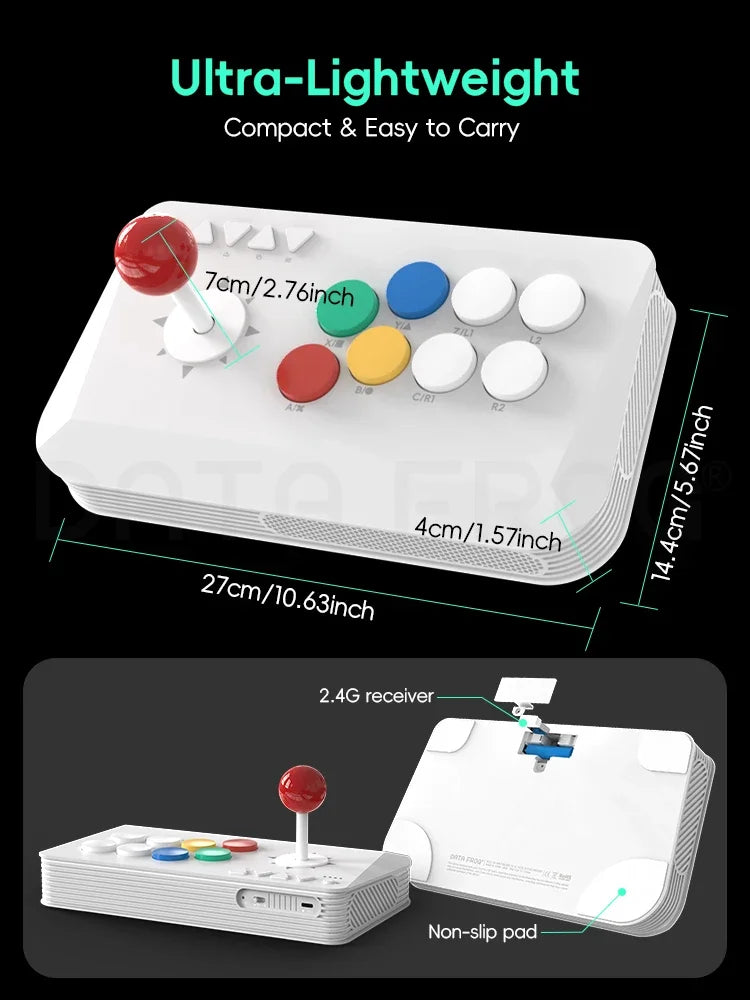 DATA FROG Y5A Wireless Arcade Fight Stick Game Controller with 2.4G Receiver & Wired Mode For Switch 2 / Windows PC