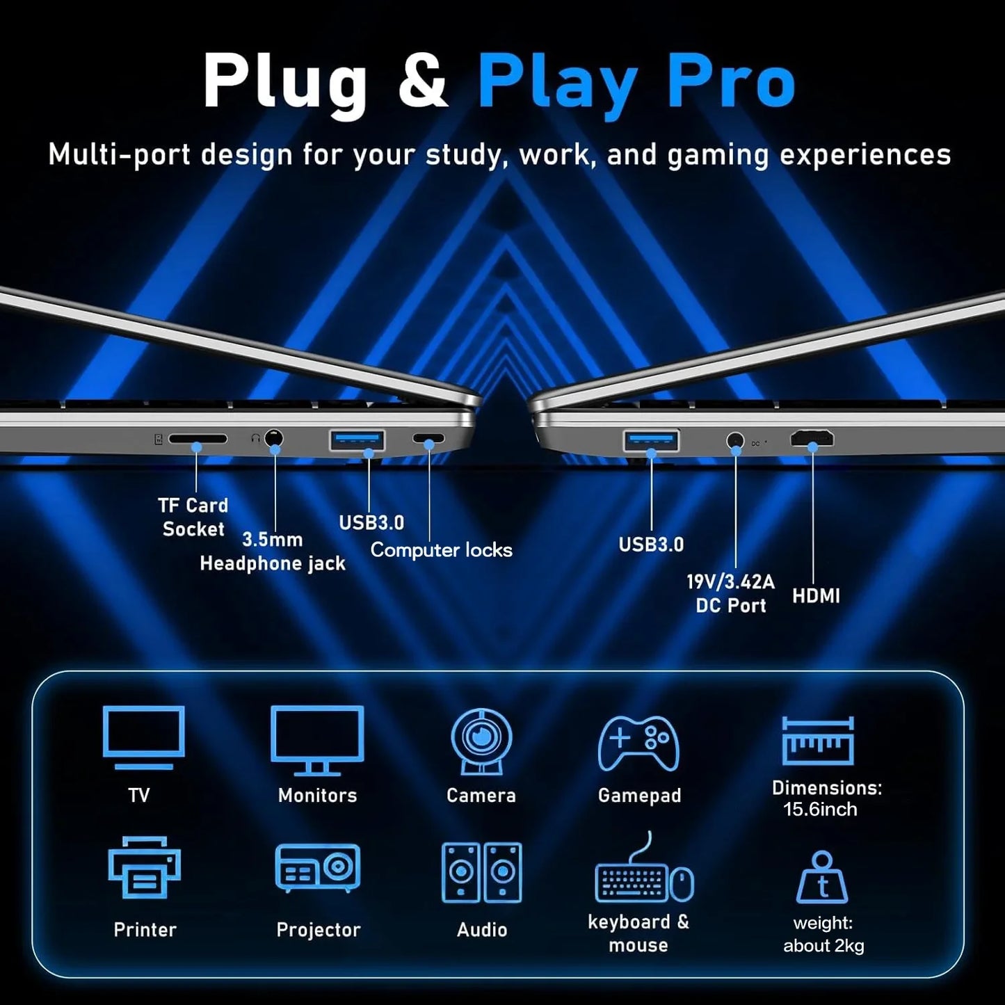 15.6-inch (39.6 cm) Gaming Laptop Intel Core i9 Windows 11 Pro 16GB DDR4 1TB SSD IPS FHD 1920x1080 Fingerprint Backlit Keyboard
