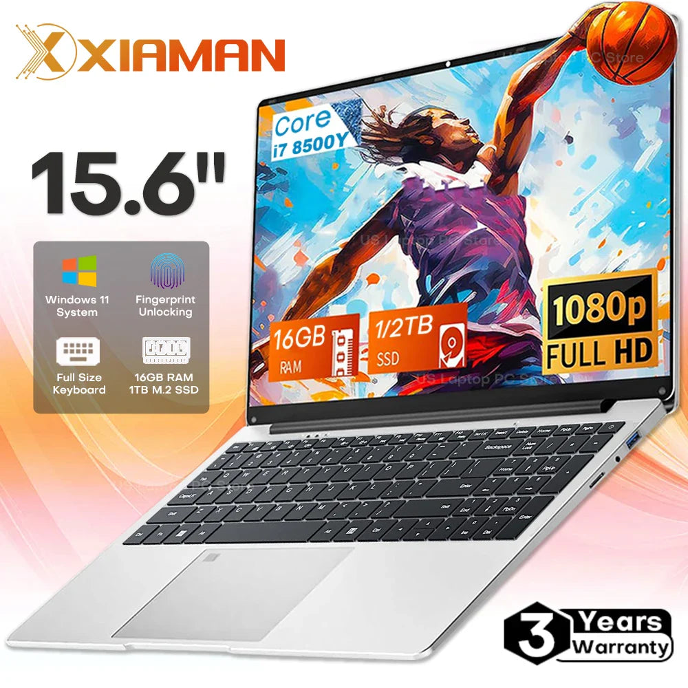 15.6" (39.6 cm) Laptop - Intel Core i7, 16GB RAM, 1TB SSD, Windows 11, Fingerprint Reader, Full HD Notebook