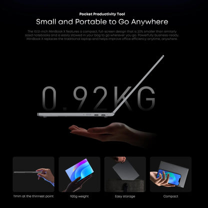 10.5-inch (26.7 cm) 2-in-1 Laptop Tablet – Intel Celeron N-Series, 12GB/16GB LPDDR5, 512GB SSD, 1920×1200 IPS, Windows 11