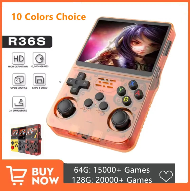 Retro Handheld Video Game Console Linux Portable Pocket Player, 3.5-inch (89 mm) IPS Screen, 64GB/128GB, 15,000+ Games, Mini HDMI