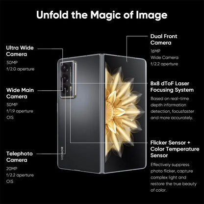Foldable 7.92" (201 mm) LTPO OLED 120Hz Smartphone, Flagship 4nm Processor, 50MP Triple Rear Cameras, 5000mAh, 66W Fast Charge, NFC